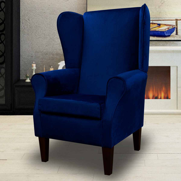 Beaumont Navy Velvet High Back Armchair Wayfair.co.uk